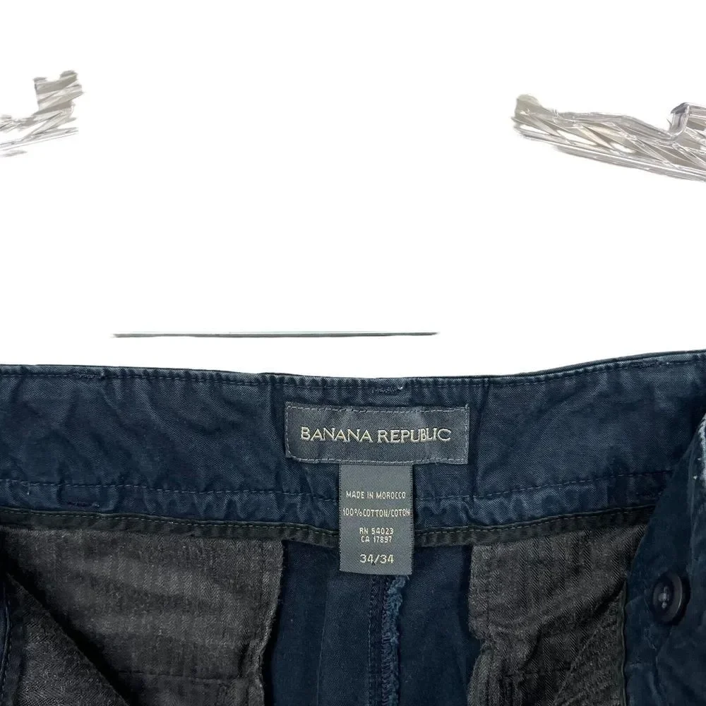 Banana Republic Men Chino Pants Straight Flat Front Slash Pockets Navy Size W34*